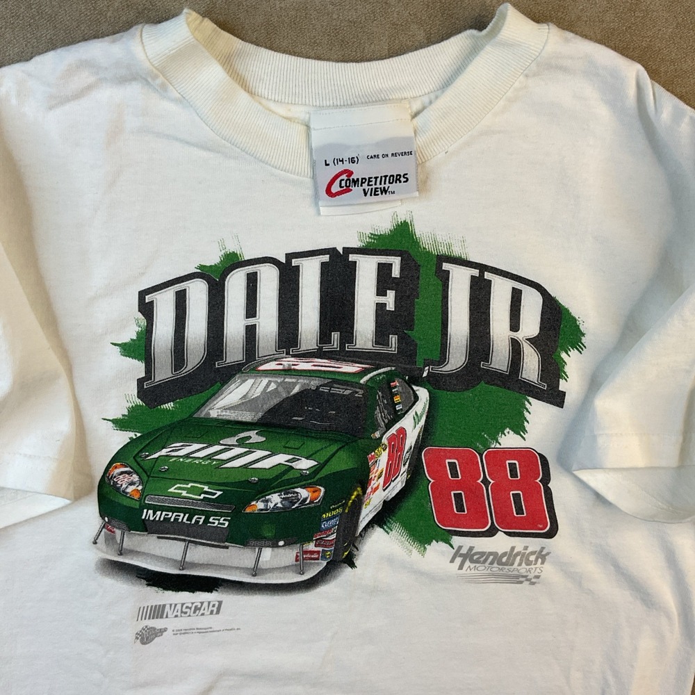 Dale Earnhardt Jr Youth NASCAR Competitors View Impala Graphic T-Shirt L Vintage